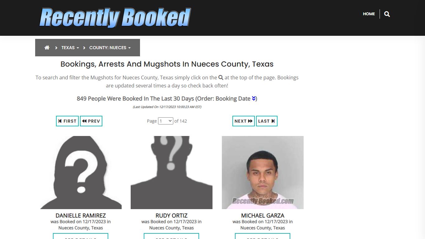 Recent bookings, Arrests, Mugshots in Nueces County, Texas